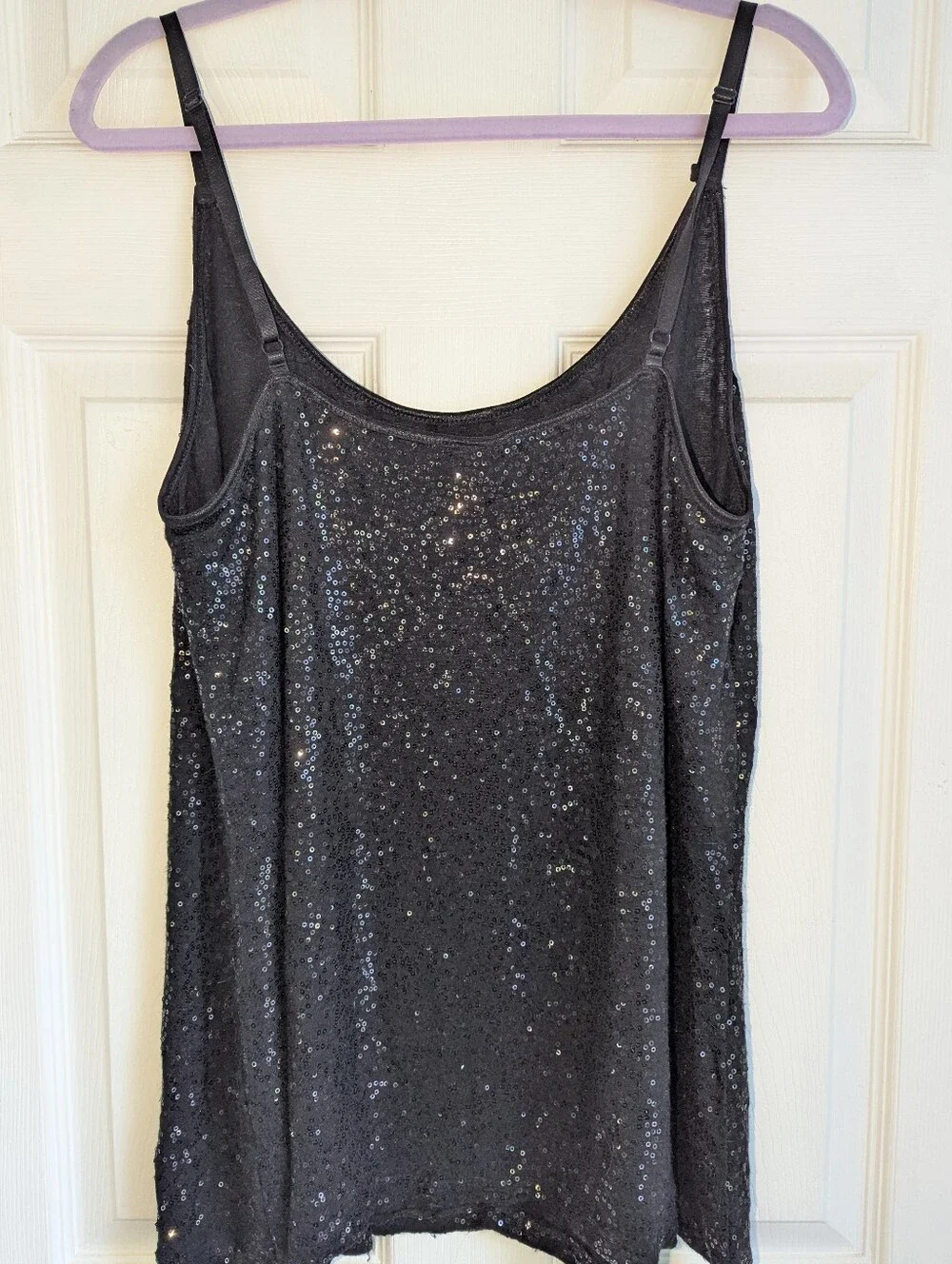 Sequin Cami Top w/adjustable straps -Black Sz Xxl